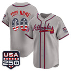 Custom Atlanta Braves Gray AmberGomez USA 250 Fourth of July Vapor Premier Limited Jersey ¨C All Stitched