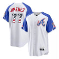 Atlanta Braves #77 Joe Jimenez Player White AmberGomez USA 250 Fourth Of July City Connect Home Game Stitched Jerseys
