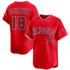 Los Angeles Angels #18 Nolan Schanuel Red AmberGomez 2 Alternate Limited Stitched Jersey