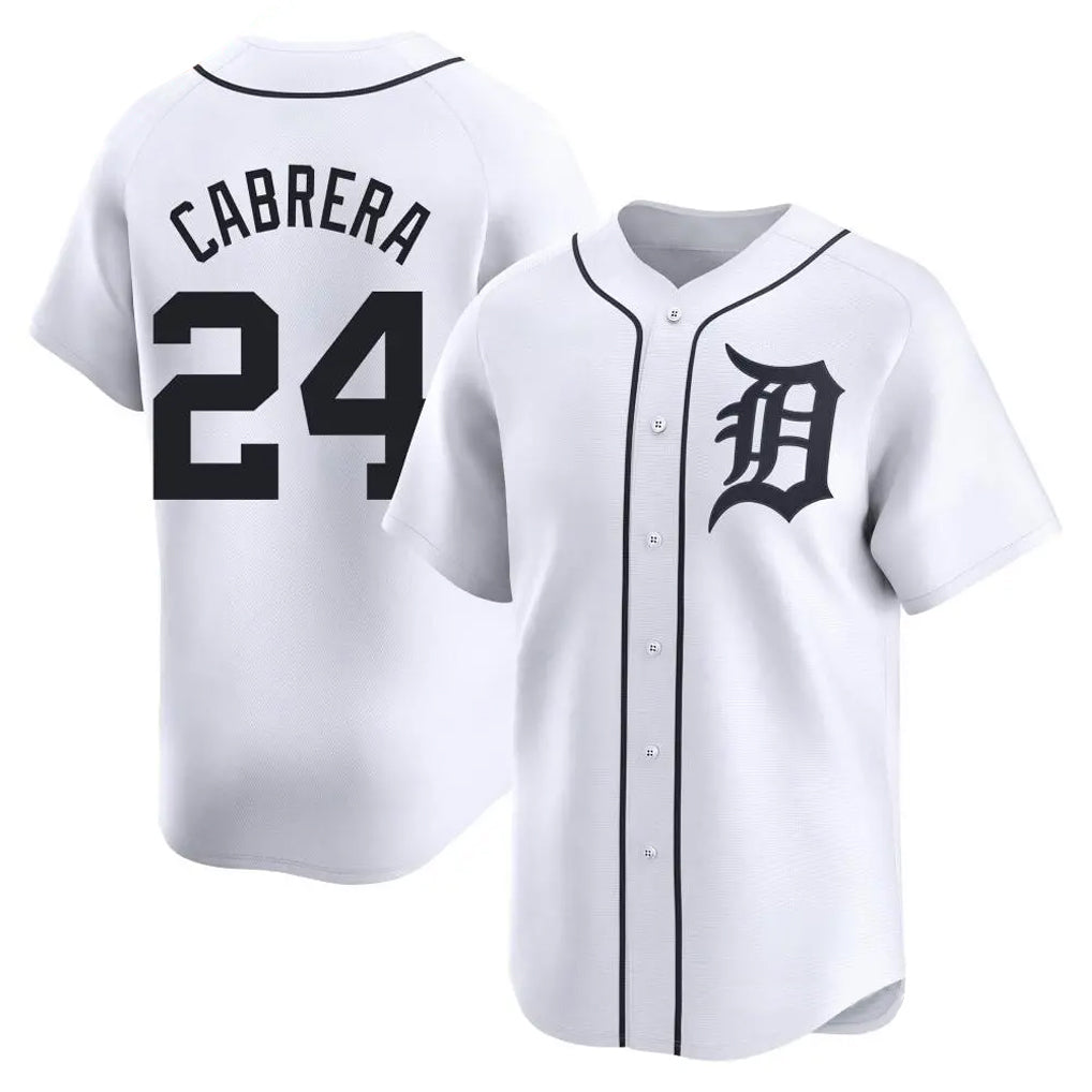 Detroit Tigers #24 Miguel Cabrera Player White AmberGomez Home Limited Stitched Jerseys