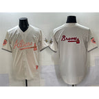 Atlanta Braves Team Big Logo Cream AmberGomez 2024 Atliens & Peach With Outkast Patch Vapor Limited Stitched Jersey