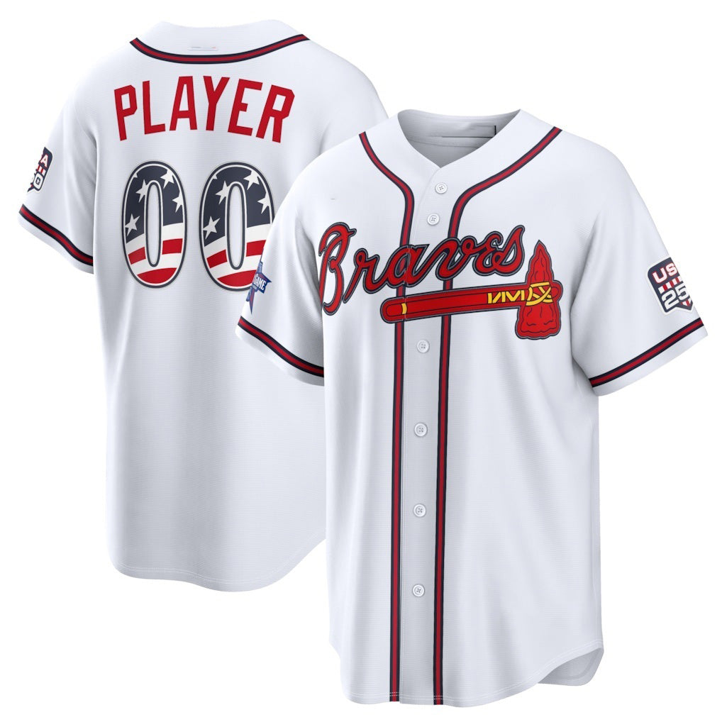 Custom Atlanta Braves 2026 All-Star Edition Stars & Stripes White AmberGomez Stadium Pick-A-Player Jersey