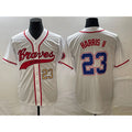 Atlanta Braves #23 Michael Harris II Number White AmberGomez Cool Base With Patch Stitched Jersey