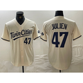 Minnesota Twins #47 Edouard Julien Number Cream AmberGomez Cool Base Stitched Jersey