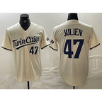 Minnesota Twins #47 Edouard Julien Number Cream AmberGomez Cool Base Stitched Jersey