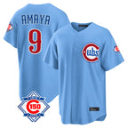 Chicago Cubs #9 Miguel Amaya Player Light Blue AmberGomez 150th Anniversary Home Game Stitched Jerseys