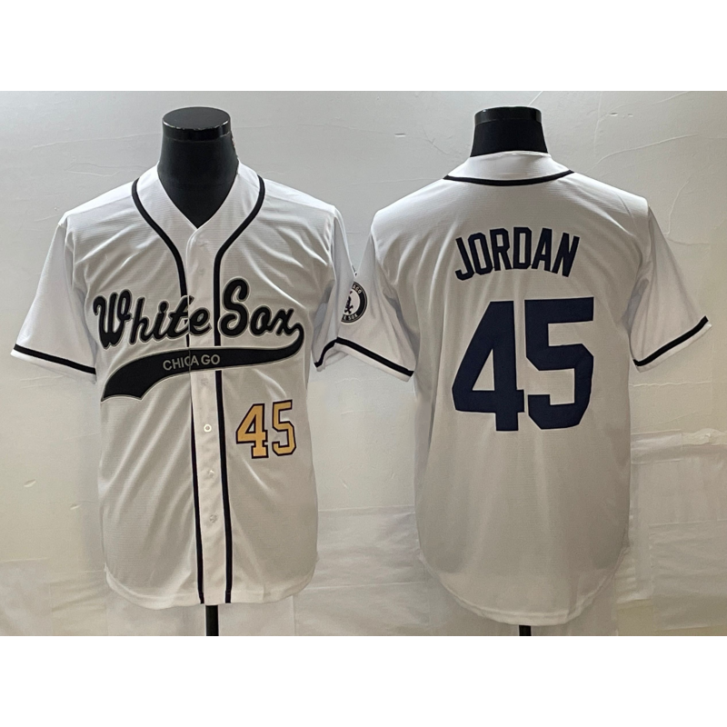 Chicago White Sox #45 Michael Jordan Number White AmberGomez Cool Base Stitched Jersey