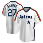Houston Astros #27 Jose Altuve Player White AmberGomez Cooperstown Collection T-shirt Stitched Jerseys
