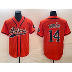 Houston Astros #14 Mauricio Dubon Orange AmberGomez With Patch Cool Base Stitched Jersey