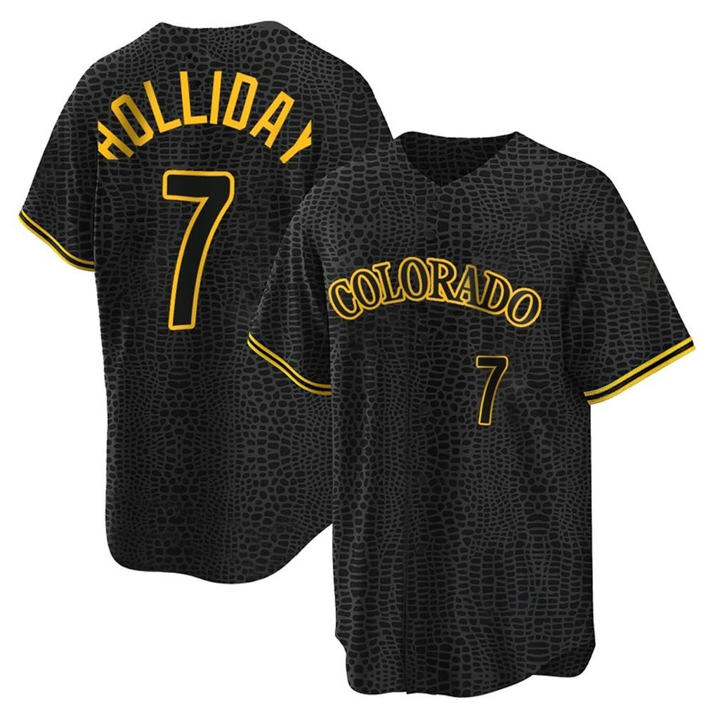 Colorado Rockies #7 Matt Holliday Player Black AmberGomez Snake Skin City Home Game Stitched Jerseys