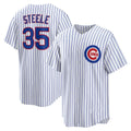 Chicago Cubs #35 Justin Steele White AmberGomez Home Replica Jersey