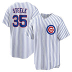 Chicago Cubs #35 Justin Steele White AmberGomez Home Replica Jersey