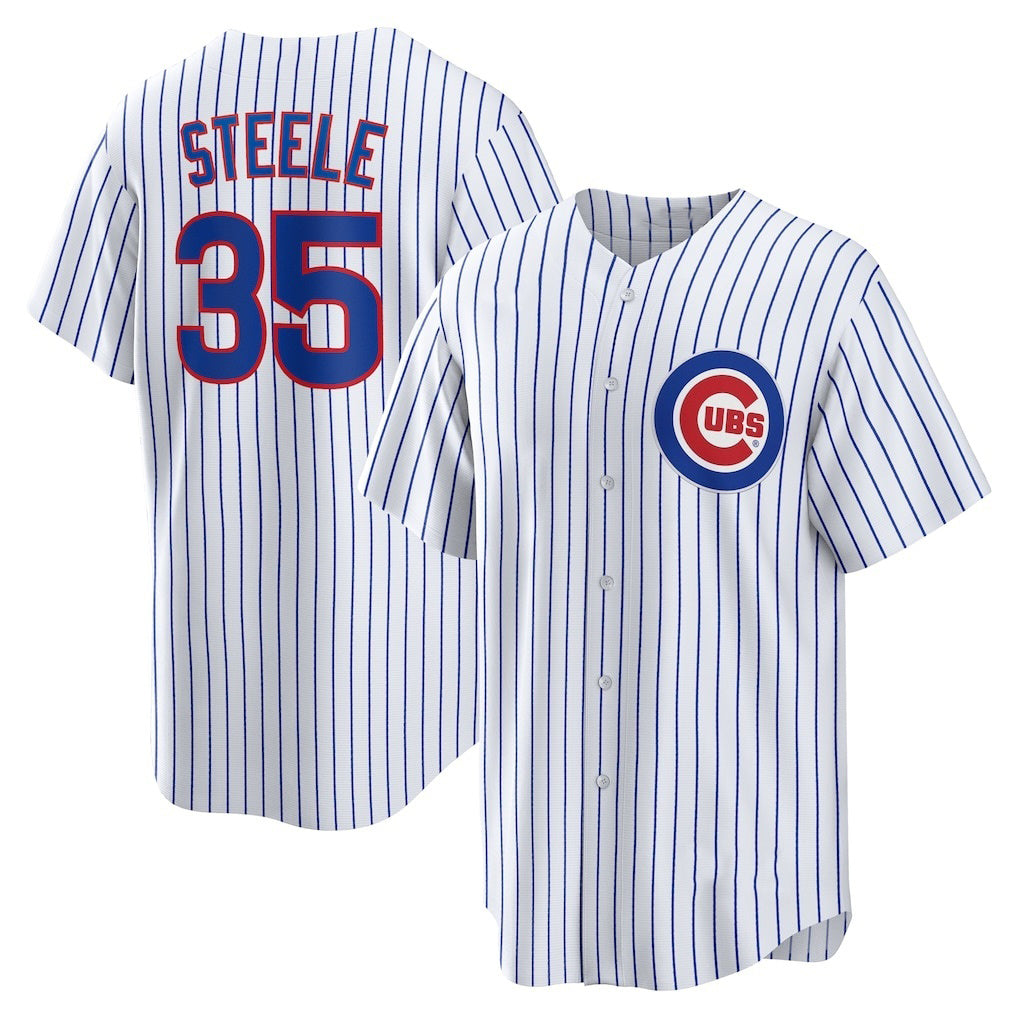 Chicago Cubs #35 Justin Steele White AmberGomez Home Replica Jersey