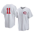 Cincinnati Reds #11 Barry Larkin Player White AmberGomez Stripe Field of Dreams Game Home Stitched Jerseys
