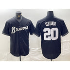 Atlanta Braves #20 Marcell Ozuna Black AmberGomez Cool Base Stitched Jersey