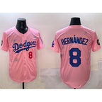 Los Angeles Dodgers #8 Enrique Hern¨¢ndez Pink AmberGomez 2025 Tokyo Series Limited Stitched Jersey