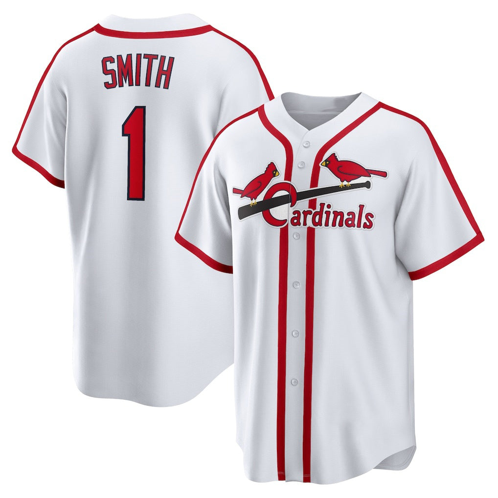 St. Louis Cardinals #1 Ozzie Smith White AmberGomez Home Cooperstown Collection Player Jersey