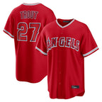 Los Angeles Angels #27 Mike Trout Player Red AmberGomez Home Game Stitched Jerseys