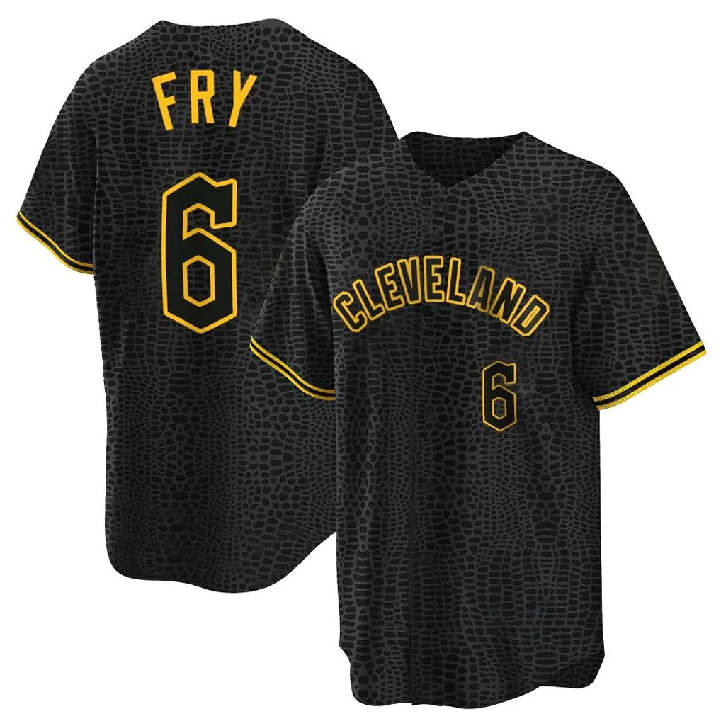 Cleveland Guardians #6 David Fry Player Black AmberGomez Snake Skin City Home Game Stitched Jerseys