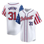 Detroit Tigers #31 Riley Greene White AmberGomez 2025 Independence Day Vapor Premier Limited Stitched Jersey
