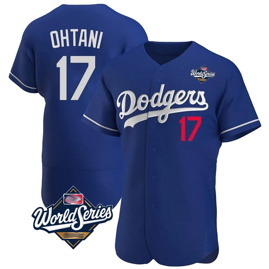 Los Angeles Dodgers #17 Shohei Ohtani Player Royal AmberGomez World Series Limited Elite Home Stitched Jerseys