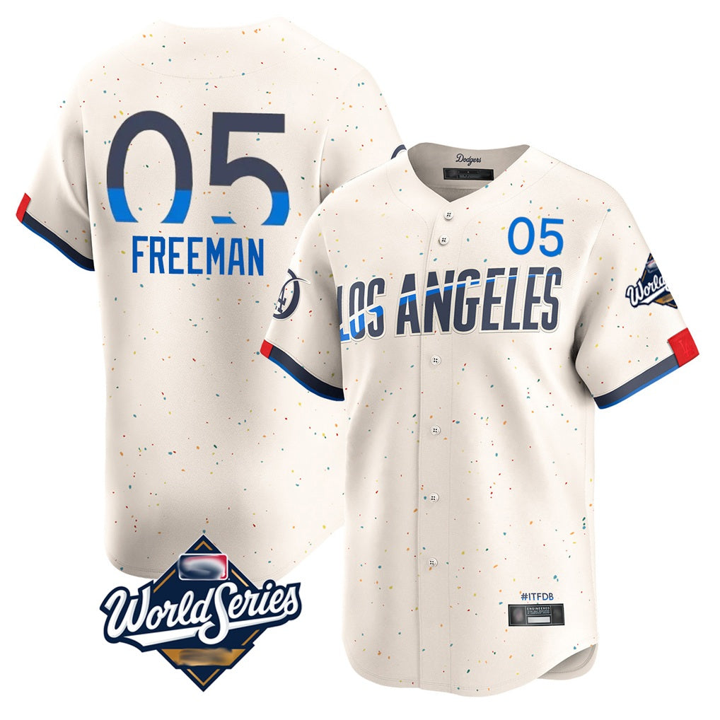 Los Angeles Dodgers #5 Freddie Freeman Player Cream AmberGomez World Series City Connect Limited Home Stitched Jerseys