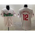 Philadelphia Phillies #12 Kyle Schwarber White AmberGomez Phanatic Cool Base Stitched Jersey