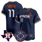 Houston Astros #11 Cam Smith Player Navy AmberGomez City Connect Texas Patch Vapor Premier Limited Home Stitched Jerseys