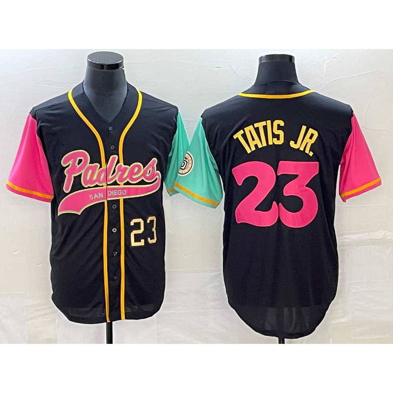 San Diego Padres #23 Fernando Tatis Jr Number Black AmberGomez NEW 2023 City Connect Cool Base Stitched Jersey