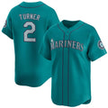 Seattle Mariners #2 Justin Turner Aqua AmberGomez Alternate Limited Stitched jersey