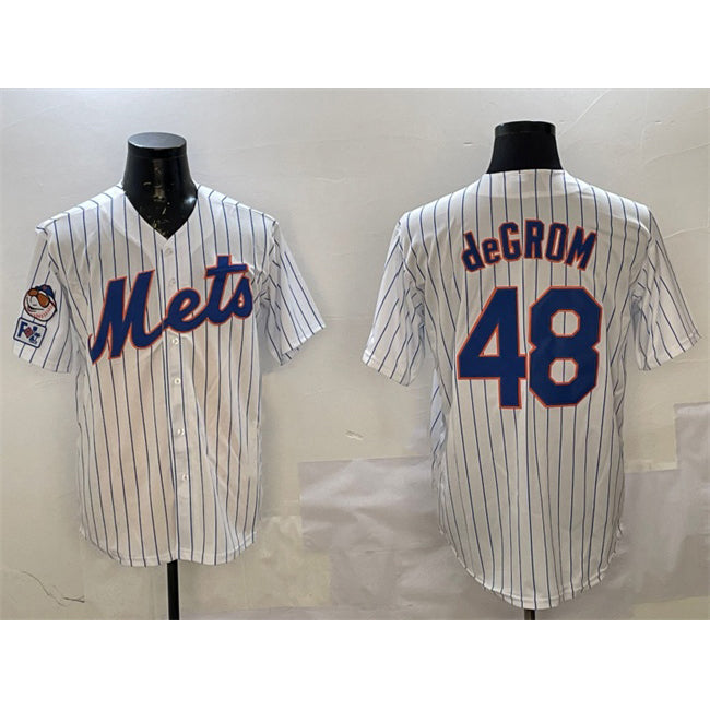 New York Mets #48 Jacob DeGrom White AmberGomez 2025 Spring Training Cool Base Stitched Jersey