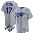 Los Angeles Dodgers #17 Shohei Ohtani Player Gray AmberGomez World Series Game Stitched Jerseys
