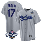 Los Angeles Dodgers #17 Shohei Ohtani Player Gray AmberGomez World Series Game Stitched Jerseys
