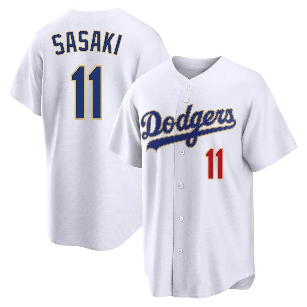 Los Angeles Dodgers #11 Roki Sasaki Player Gold White AmberGomez 2026 Collection Stadium Limited Stitched Jerseys