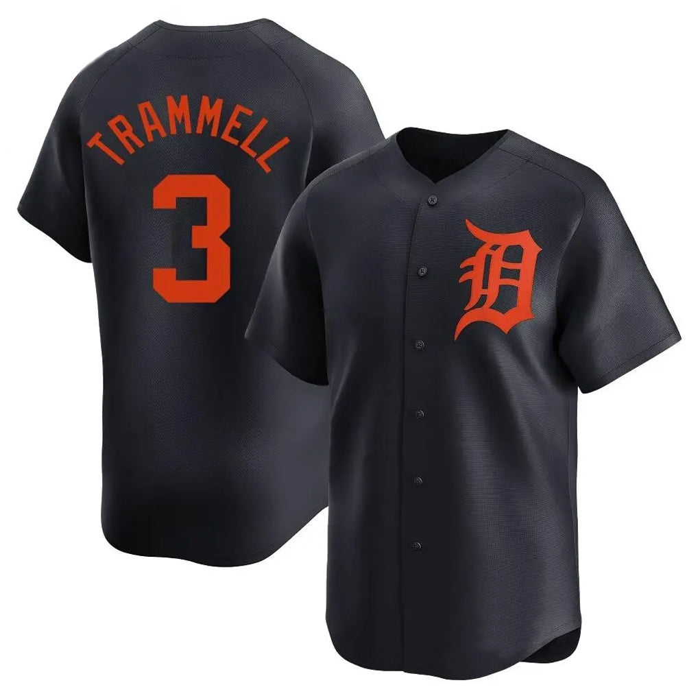 Detroit Tigers #3 Alan Trammell Player Navy AmberGomez Home Limited Stitched Jerseys