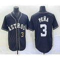 Houston Astros #3 Jeremy Pena Number Black AmberGomez Cool Base Stitched Jersey