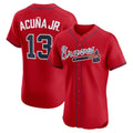 Atlanta Braves #13 Ronald Acu?a Jr. Red AmberGomez Alternate 2 Elite Jersey