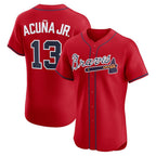 Atlanta Braves #13 Ronald Acu?a Jr. Red AmberGomez Alternate 2 Elite Jersey