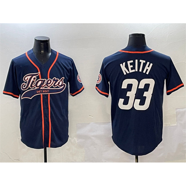 Detroit Tigers #33 Colt Keith Navy AmberGomez With Patch Cool Base Stitched Jersey