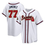 Atlanta Braves #77 Joe Jimenez Player White Gold AmberGomez Home Game Stitched Jerseys