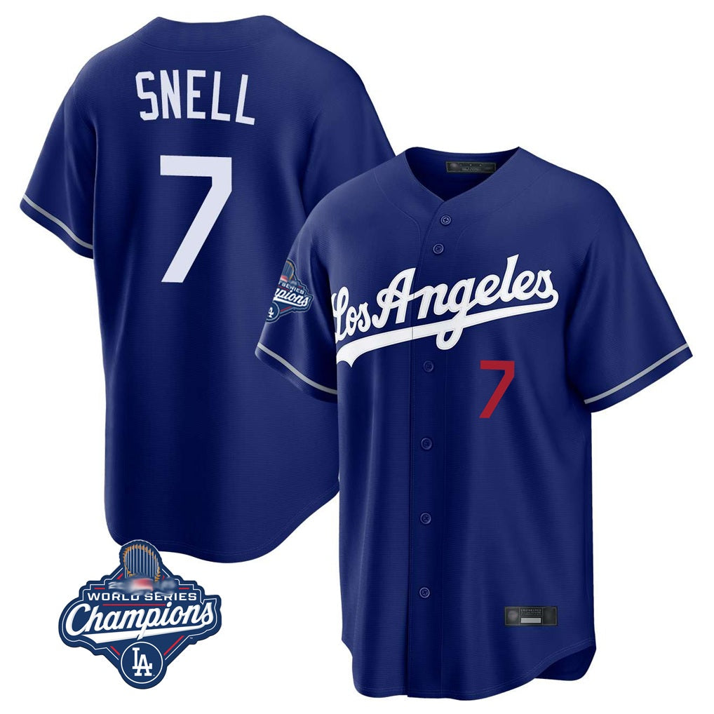 Los Angeles Dodgers #7 Blake Snell Player Royal AmberGomez Game World Series Meet Home Stitched Jerseys