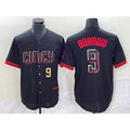 Cincinnati Reds #9 Joe Burrow Number Black AmberGomez 2023 City Connect Cool Base Stitched Jersey 2