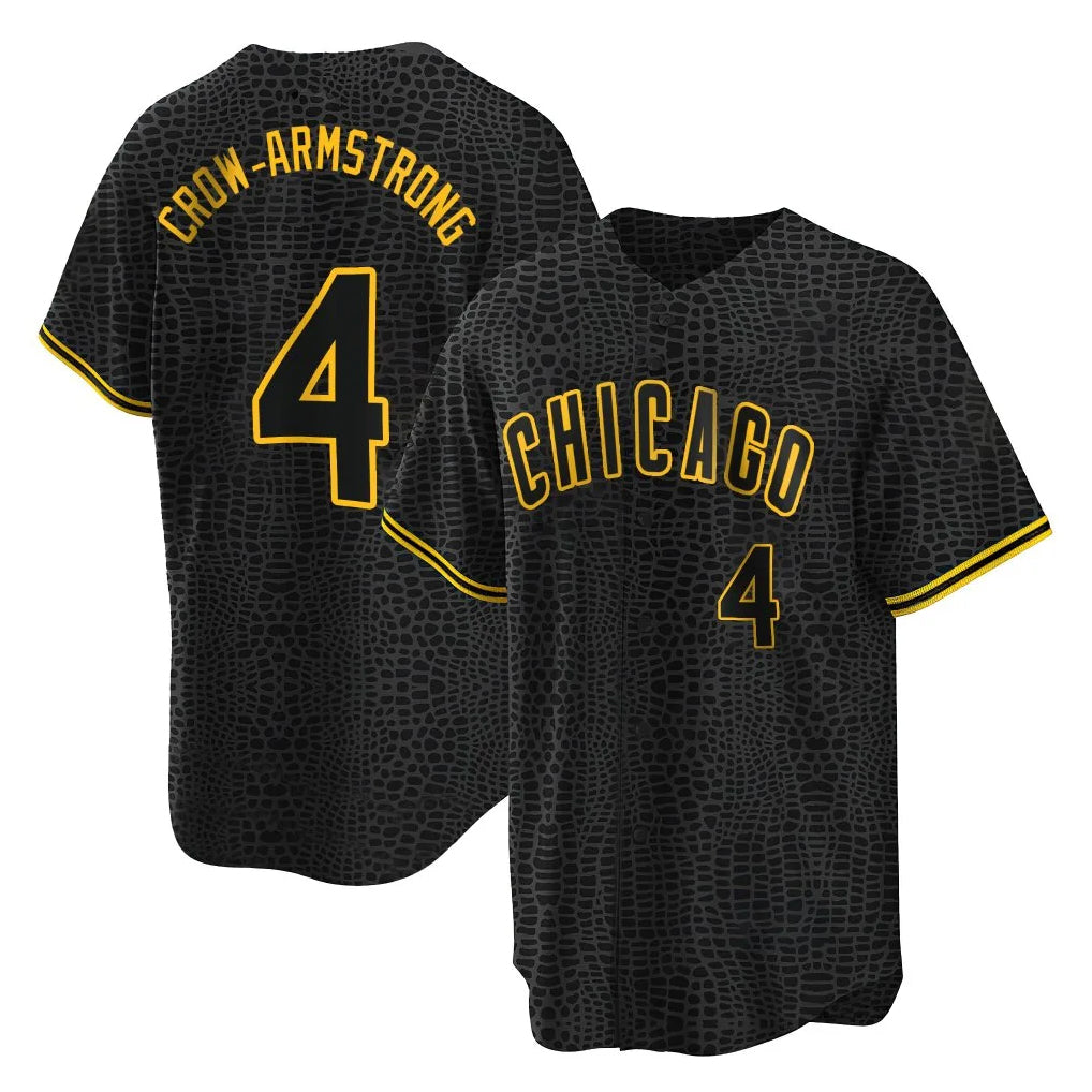 Chicago Cubs #4 Pete Crow-Armstrong Player Black AmberGomez Snake Skin City Game Stitched Jerseys