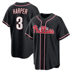 Philadelphia Phillies #3 Bryce Harper Fashion Black AmberGomez Out Stitched Baseball Jersey