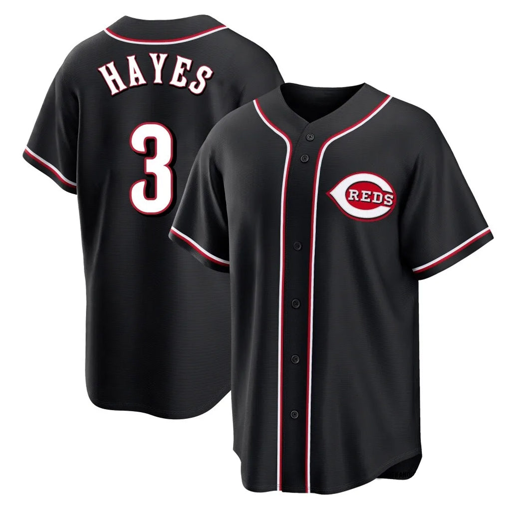 Cincinnati Reds #3 Ke'Bryan Hayes Player Black AmberGomez Fashion Out Home Game Stitched Jerseys