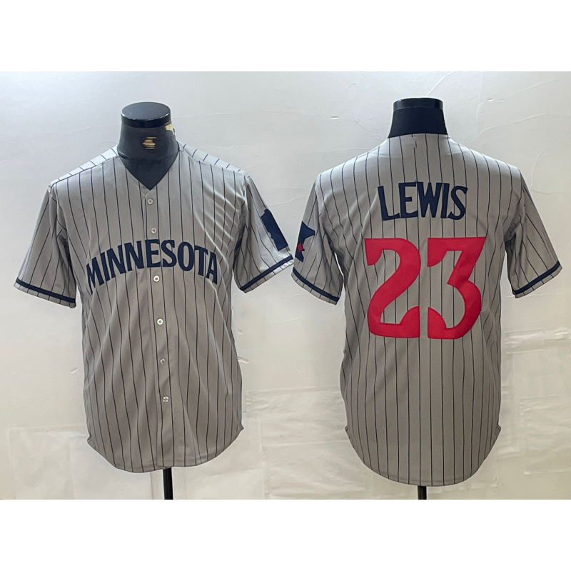 Minnesota Twins #23 Royce Lewis 2023 Grey AmberGomez Home Team Cool Base Stitched Jersey