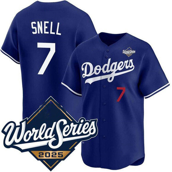 Los Angeles Dodgers #7 Blake Snell Royal AmberGomez 2025 World Series Limited Stitched Jersey