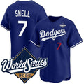 Los Angeles Dodgers #7 Blake Snell Royal AmberGomez 2025 World Series Limited Stitched Jersey