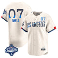 Los Angeles Dodgers #7 Blake Snell Player Cream AmberGomez City Connect Limited World Series Meet Home Stitched Jerseys