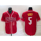 Philadelphia Phillies #5 Bryson Stott Number Red AmberGomez Cool Base Stitched Jerseys